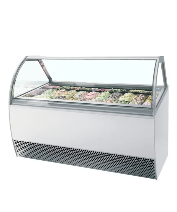 Vitrine à Glace Ventilé avec Façade Bombée - 20 x 5 L