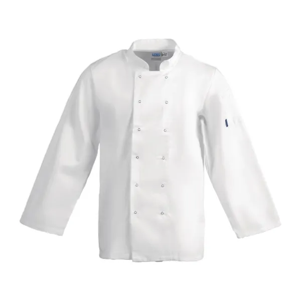 Veste de Cuisine Mixte Blanche à Manches Longues Vegas - Taille XXL