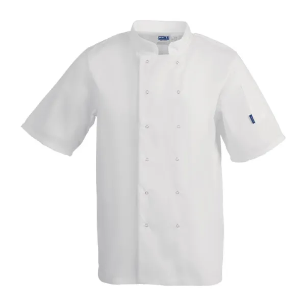 Veste de Cuisine Mixte Blanche à Manches Courtes Vegas - Taille S