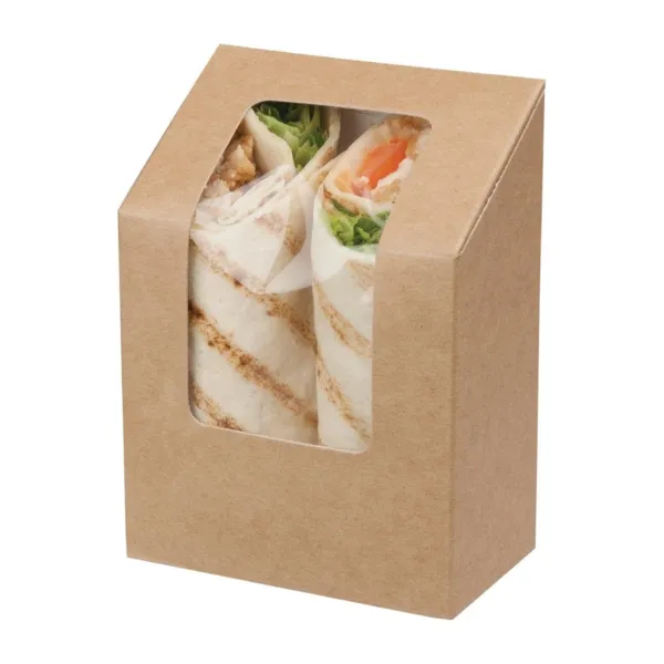 Composteerbare Kraft Tortilladozen met Acetaatraam Zest - Set van 500