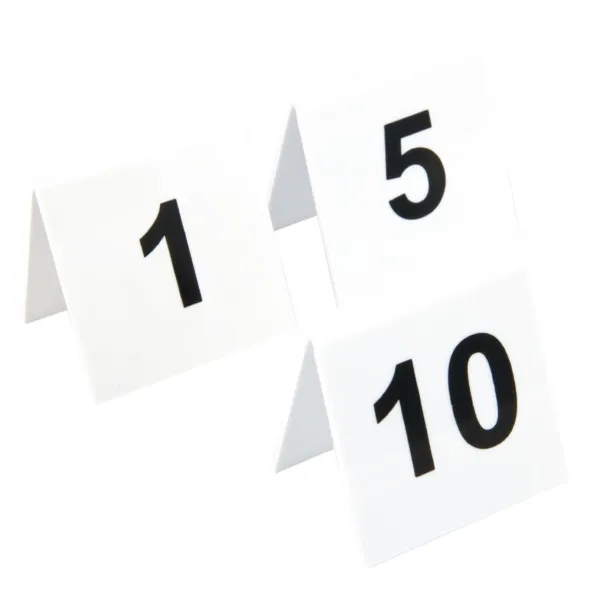 Set van plastic tafelnummers 1-10