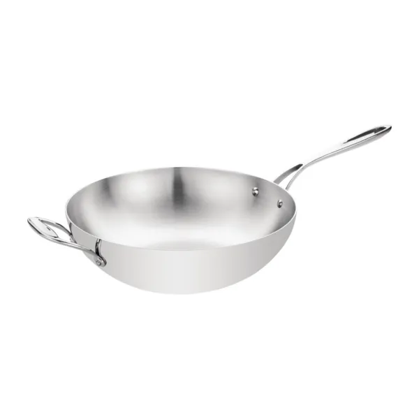 Wok mit dreifachem Boden in flacher Ausführung