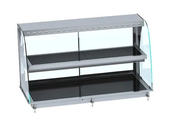Gewölbte Drop-In-Wärmevitrine mit Glaskeramikplatte - B 1440 x T 720 mm