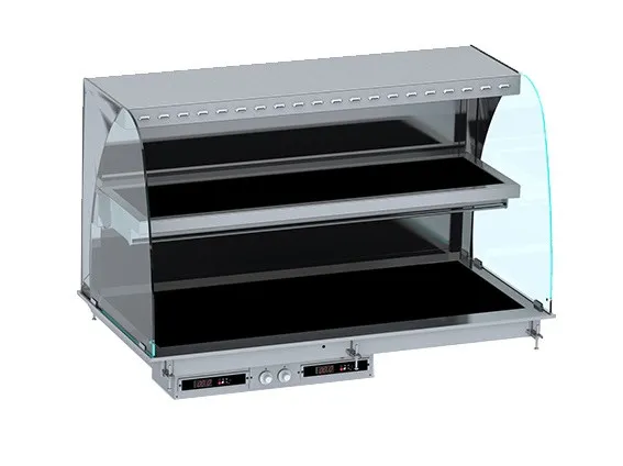 Gewölbte Drop-In-Wärmevitrine mit Glaskeramikplatte - L 1440 x T 720 mm
