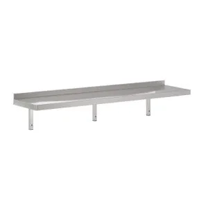 Wandregal aus Edelstahl mit Halterung - L 2000 x T 400 mm