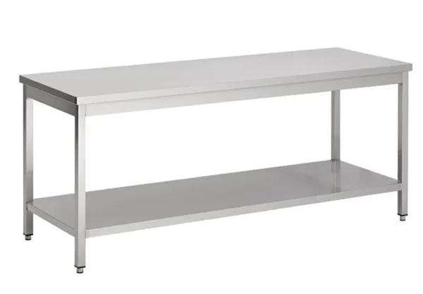 Edelstahltisch mit Regal - L 800 x T 700 mm