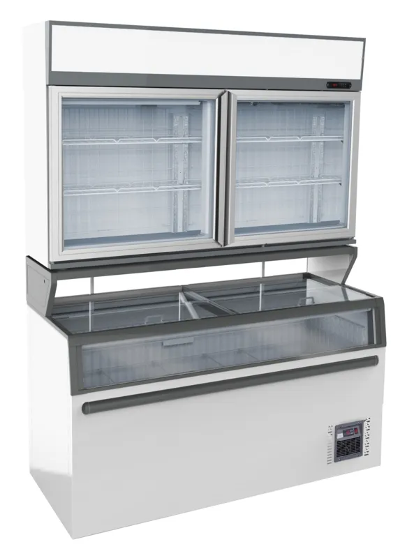 Wandvitrine und Supermarkt-Sideboard Weiß - 948 L