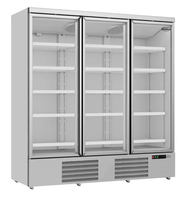 Positieve Koelvitrine in Roestvrij Staal - 3 Glazen Deuren - 1530 L