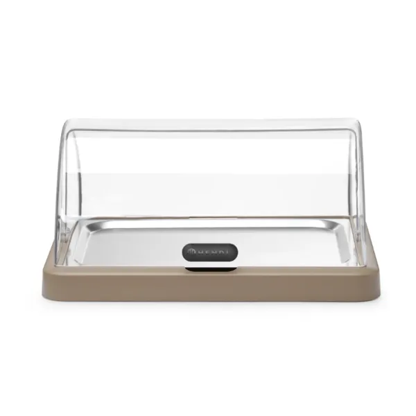 Vitrine Buffet à Couvercle Coulissant UNIQ - Beige
