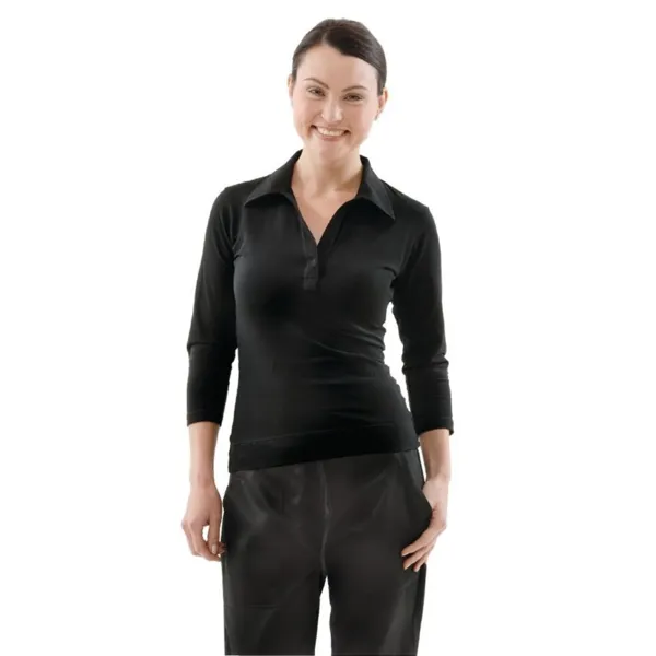Polo Col en V Noir pour Femme - Taille L