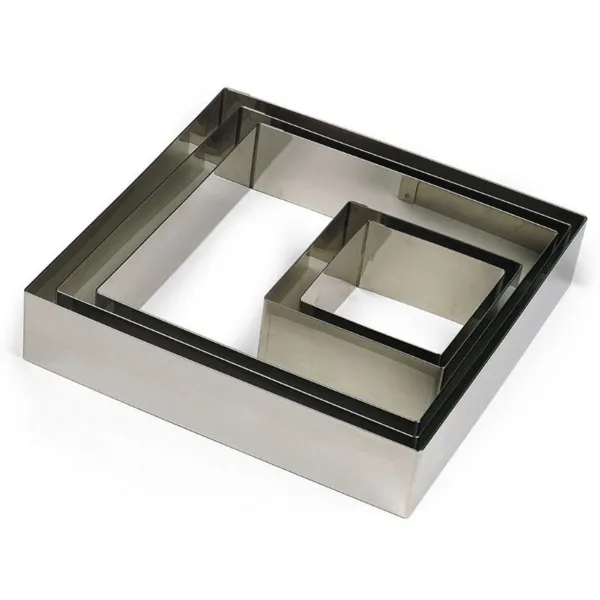 Cadre à Pâtisserie Carré en Inox - 200 x 200 mm